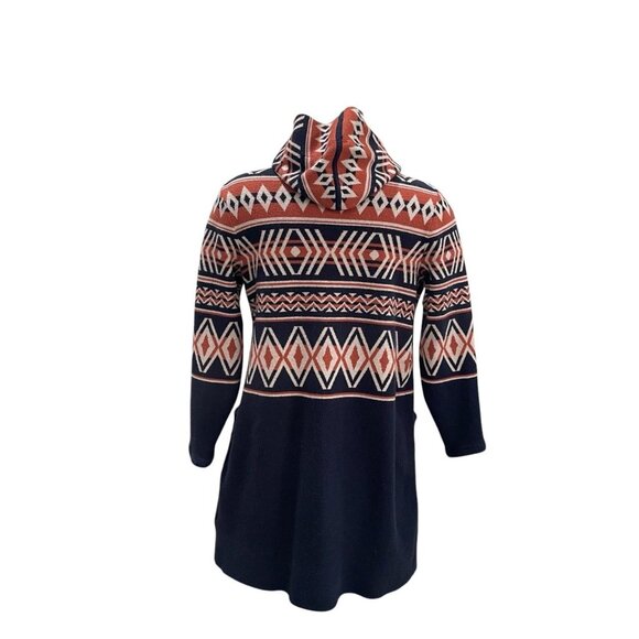 Rachel Zoe Aztec Cardigan Boho Tribal Navy Red XS Trendy Cozy Southwestern Fall - Picture 5 of 9